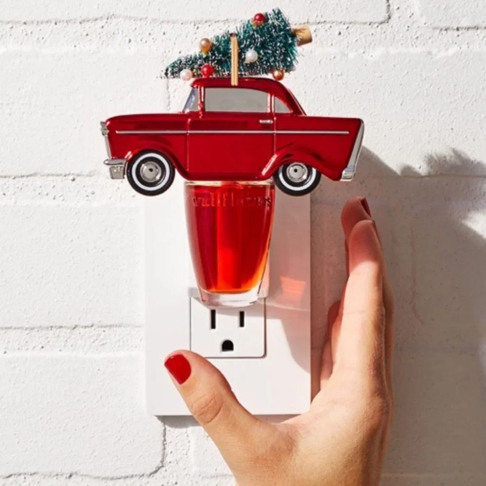 Bath & Body Works Red Mid-Century Car With Tree Wallflowers Fragrance Plug-In